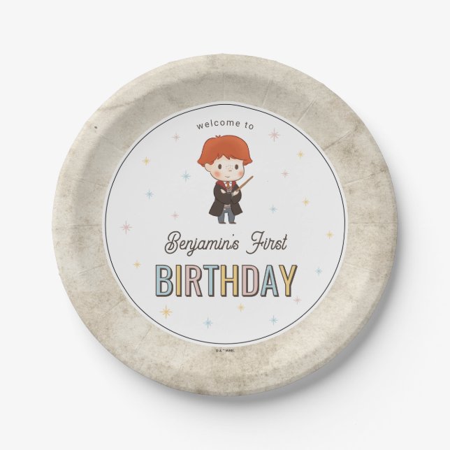 Assiettes En Carton Harry Potter Chibi Ron Weasley Magicien Anniversai (Devant)