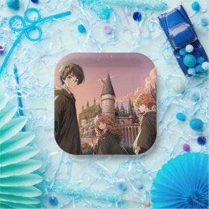 Assiettes En Carton HARRY POTTER™ Hermione & Ron HOGWARTS™ Scène d'ani