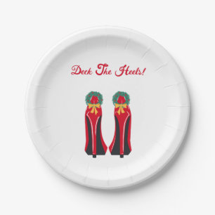 Assiettes En Carton Haut talons rouges avec couronnes de Noël