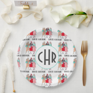 Assiettes En Carton Haute Couture Mode Paris Monogramme