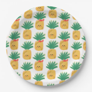 Assiettes En Carton Hawaii mignon ananas Tropical Anniversaire