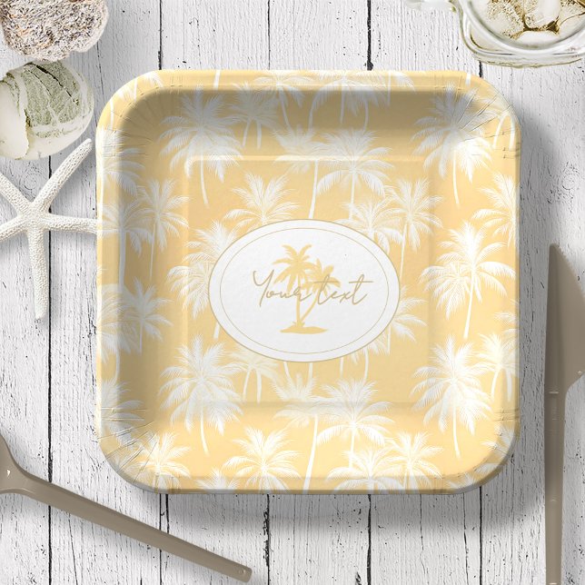 Assiettes En Carton Hawaiian Palm Tree Silhouette Motif Gold ID1093 (Créateur téléchargé)