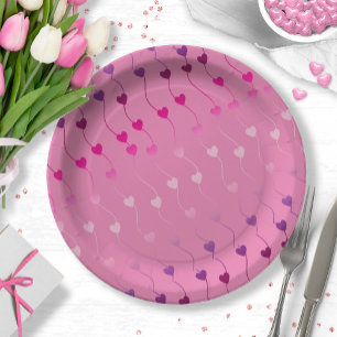Assiettes En Carton Heart on a String Pattern