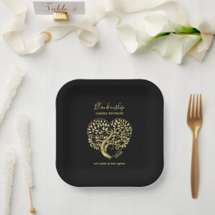 Assiettes En Carton Heart Tree Family Reunion Black Gold