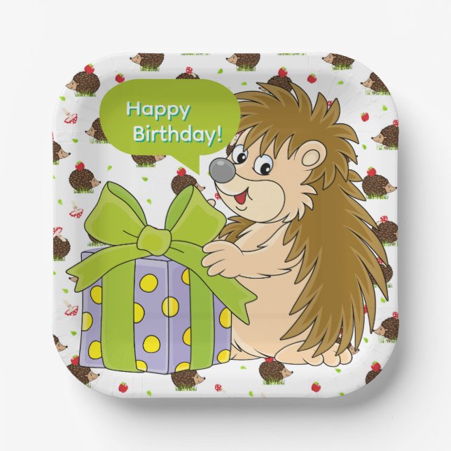 Assiettes En Carton Hedgehog Birthday (Recto)