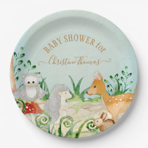 Assiettes En Carton Hedgehog Woodland Créatures Fox Deer Baby shower