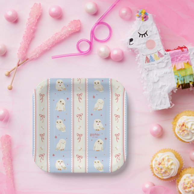 Assiettes En Carton Hedwig Owl Post Stripe Pattern (Fête)