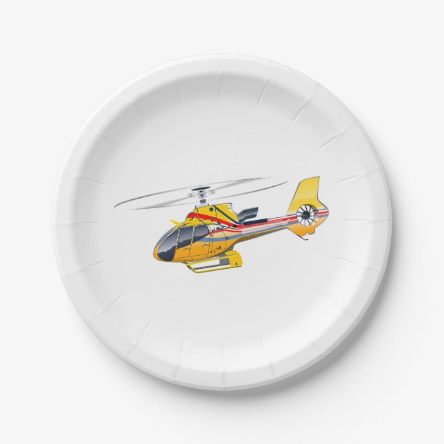 Assiettes En Carton Hélicoptère de dessin (Devant)