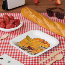 Hello Fall Pumpkin & Boots Paper Plate