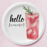 Assiettes En Carton Hello Summer Watercolor Red Cherry Cocktail<br><div class="desc">Hello Summer Watercolor Red Cherry Cocktail</div>