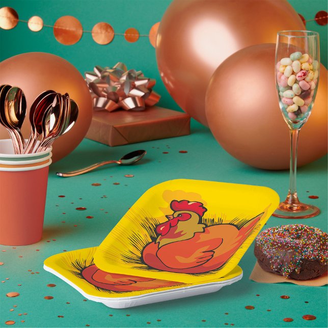 Assiettes En Carton Hen on Nest Bright Farmyard Chicken (Créateur téléchargé)