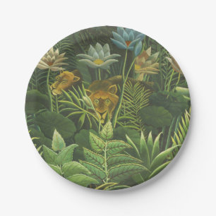 Assiettes En Carton Henri Rousseau Jungle Tropical Lion Impression Vin