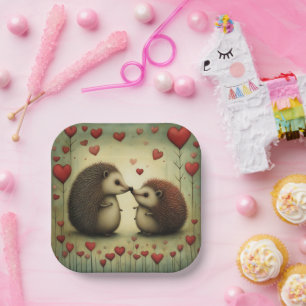 Assiettes En Carton Hérisson Amour 1