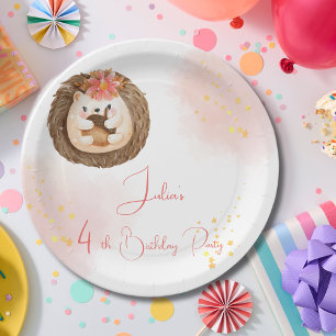 Assiettes En Carton Hérisson aquarelle Anniversaire Enfants
