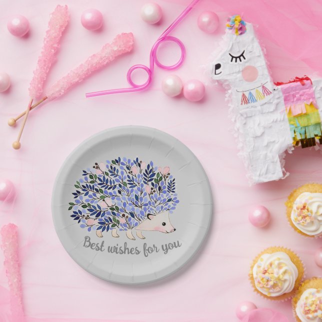 Assiettes En Carton Hérisson de l'aquarelle du bois (Fête)