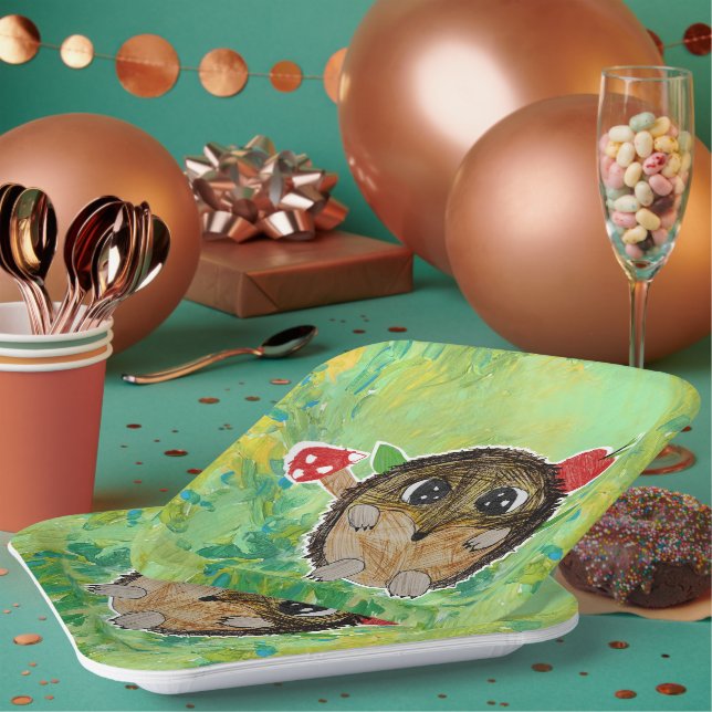 Assiettes En Carton Hérisson Mignon (Multi)