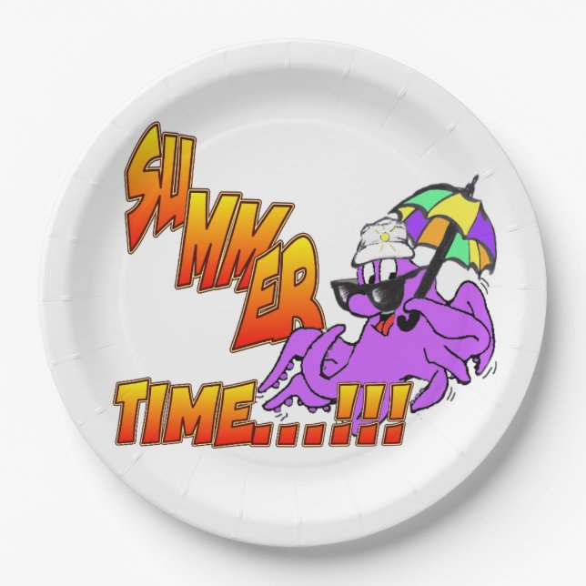 Assiettes En Carton Heure d'été Plaques de papier d'octopus (Devant)