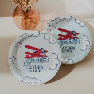 Assiettes En Carton Heure Vol avion Anniversaire