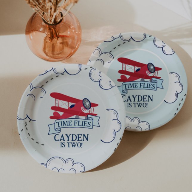 Assiettes En Carton Heure Vol avion Anniversaire (Créateur téléchargé)