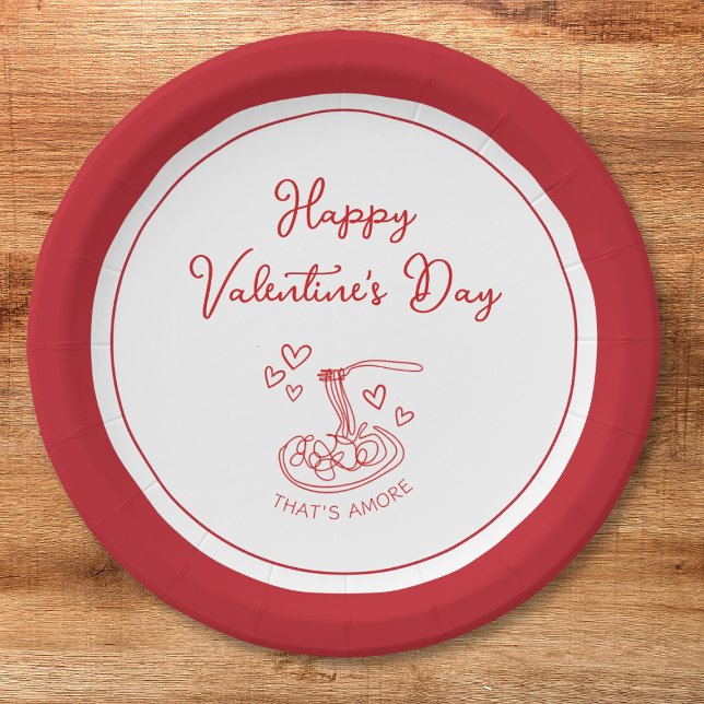 Assiettes En Carton Heureuse Sainte-Valentin simple qui est plus rouge (Créateur téléchargé)