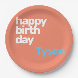 Assiettes En Carton heureux anniversaire minima pêche papier de fête m