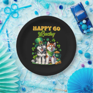 Assiettes En Carton Heureux au Hasard Toutou Husky Mignon Fête de la S