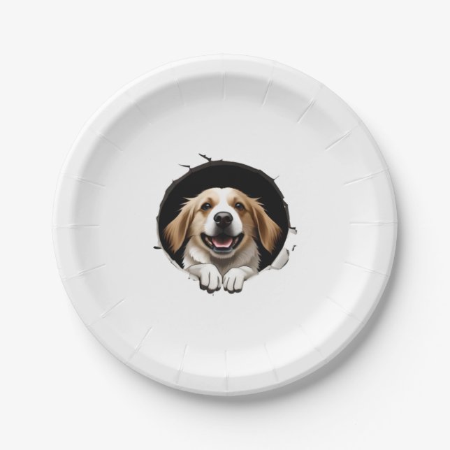 Assiettes En Carton Heureux chien (Devant)