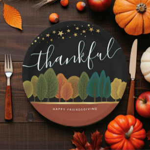 Assiettes En Carton Heureux Happy Friendsgiving Plaque en papier avec