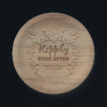 Assiettes En Carton Heureux Jamais Après La Réception De Mariage<br><div class="desc">Heureux Jamais après les plaques de papier Mariage rustique</div>
