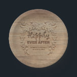 Assiettes En Carton Heureux Jamais Après La Réception De Mariage<br><div class="desc">Heureux Jamais après les plaques de papier Mariage rustique</div>