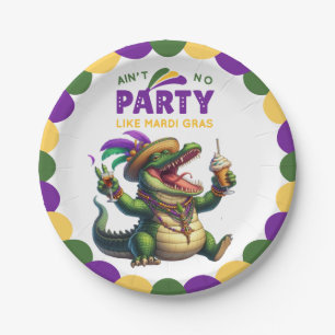 Assiettes En Carton Heureux Mardi Gras Alligator