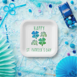 Assiettes En Carton Heureux Shamrock Clover Joyeux Saint Patrick jour