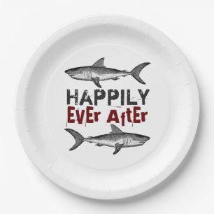 Assiettes En Carton Heureux toujours après Vintage requins Mariage