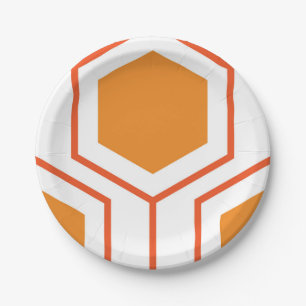 Assiettes En Carton Hexagon abstract geometrical pattern en orange et