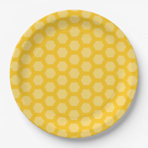 Assiettes En Carton Hexagone de nid d'abeille jaune 12
