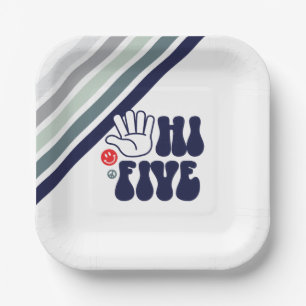 Assiettes En Carton HI FIVE Rayure rétro
