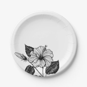 Assiettes En Carton Hibiscus fleur II