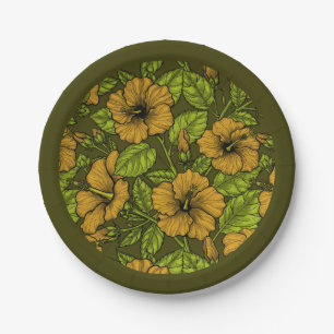 Assiettes En Carton hibiscus jaune