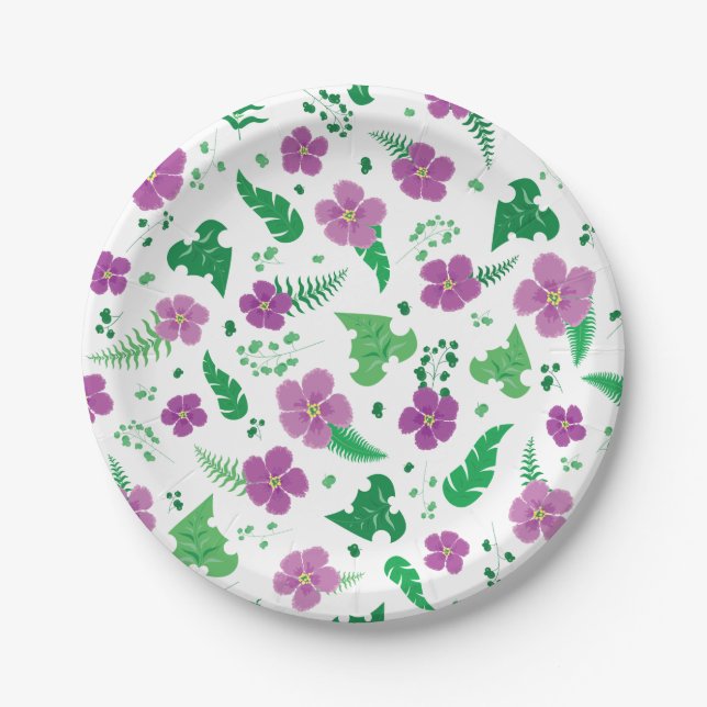Assiettes En Carton Hibiscus pourpre (Devant)