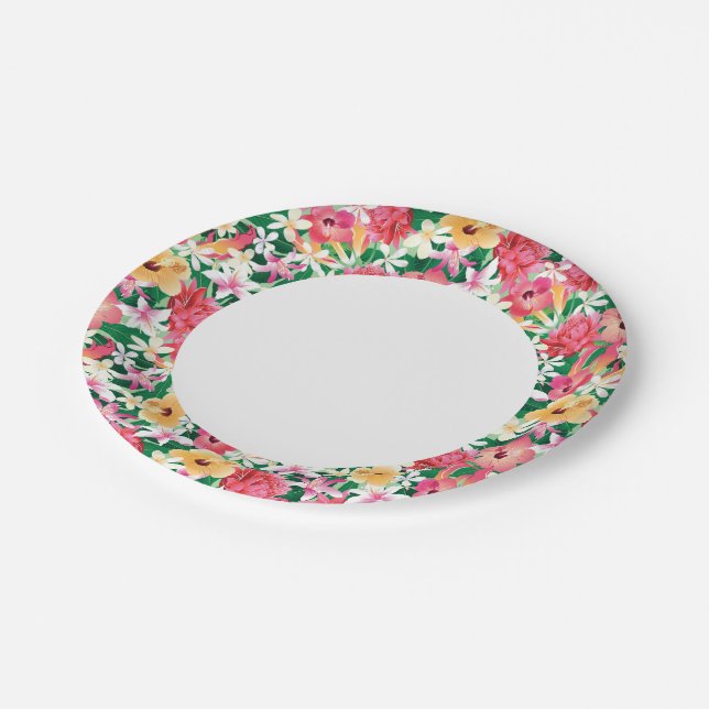 Assiettes En Carton Hibiscus tropical (Angle)