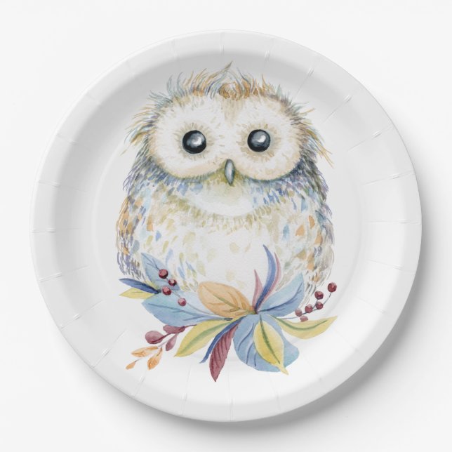 Assiettes En Carton Hibou (Devant)