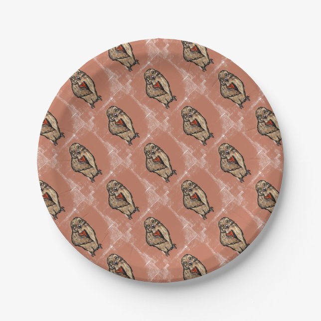 Assiettes En Carton Hibou sage (Devant)