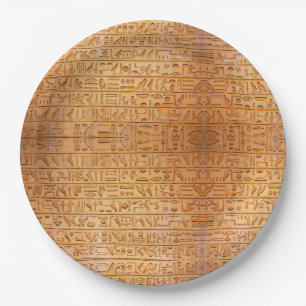 Assiettes En Carton Hiéroglyphe Langue Égypte Ancienne Texte Gravé