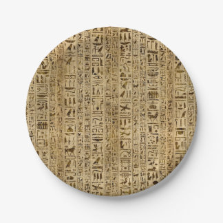 Assiettes En Carton Hiéroglyphes égyptiens sur le papyrus