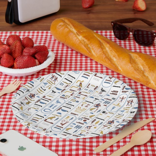 Assiettes En Carton Hiéroglyphes Pharaon d'Egypte ancienne (Pique-nique)