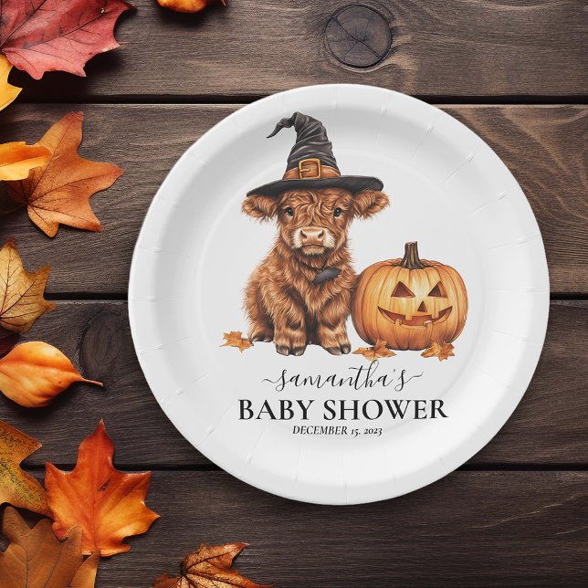 Assiettes En Carton Highland Cow Calf Baby shower Halloween Witch (Créateur téléchargé)