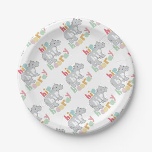 Assiettes En Carton Hip Hip Houray Dessin Hippone gris