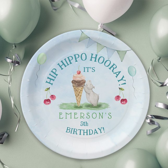Assiettes En Carton Hip Hippo Hooray fête d'anniversaire (Hip Hippo Hooray Kids Birthday  Party Paper Plates)