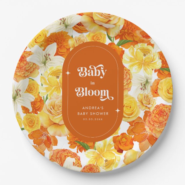 Assiettes En Carton Hippie Floral Super Baby dans le Baby shower de fl (Devant)