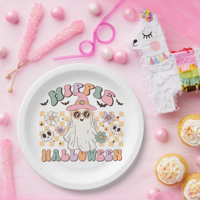 Assiettes En Carton Hippie Halloween (Fête)